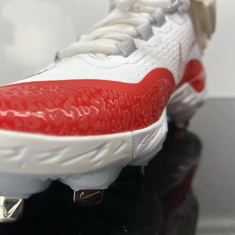 Nike Alpha Huarache Elite 4 Mid FD2744-105 White Red Baseball Cleats Mens Size 7